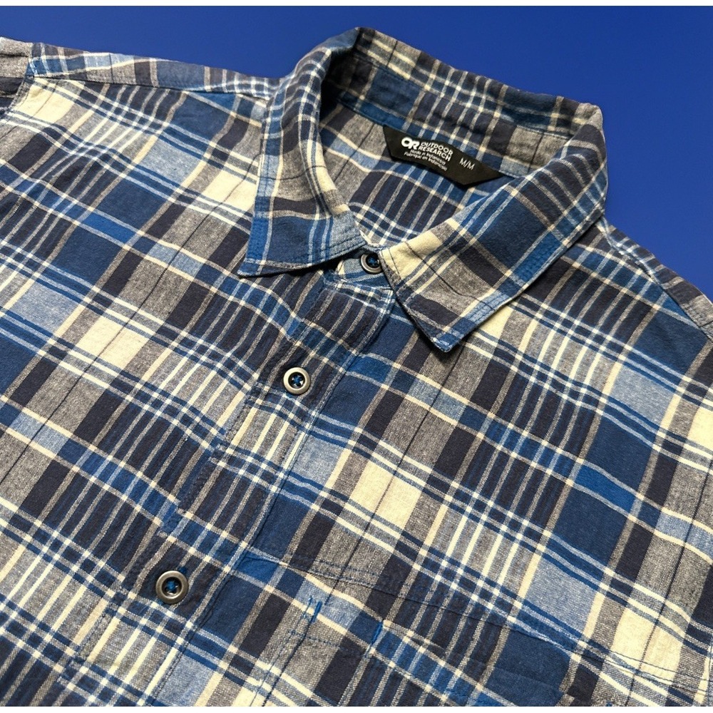 Outdoor Research Shirt Mens Medium Blue‎ Hemp Blend Hiking Outdoor Pocket